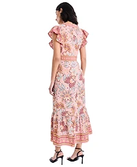 Donna Morgan Women's V-Neck Flutter Sleeve Dress