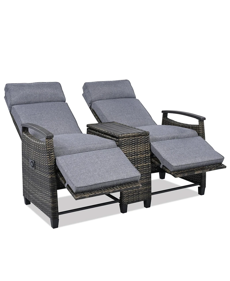 Mondawe Outdoor Patio Rattan Round Daybed with Retractable Canopy and Removable Cushions