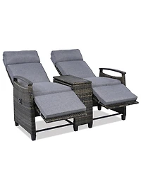 Mondawe Outdoor Patio Rattan Round Daybed with Retractable Canopy and Removable Cushions