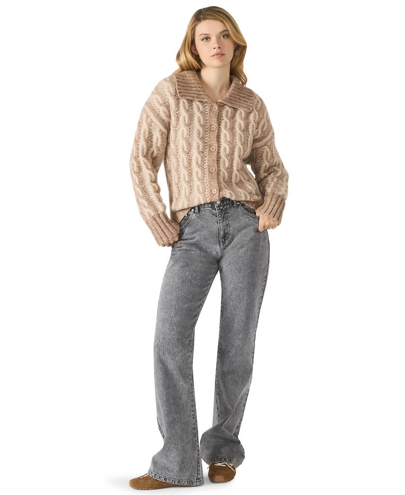 Steve Madden Women's Michaella Cable Collared Cardigan Sweater