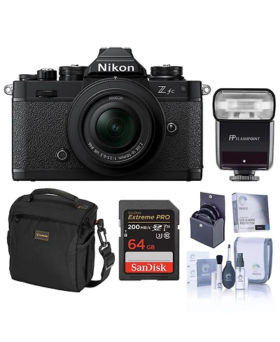 Nikon Z fc Dx-Format Mirrorless Camera with Nikkor Z Dx 16-50mm f/3.5-6.3 Vr Lens, Blkwith Zoom-Mini Ttl, Candisk Pro 64GB, Alpine 140,Screen Protecto