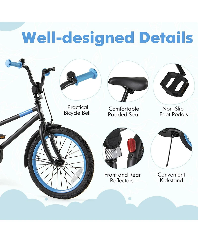 Sugift 18 Inch Kids Bike with Adjustable Handlebar and Saddle