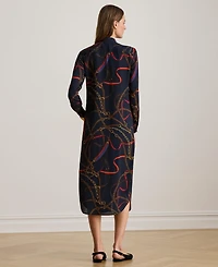 Lauren Ralph Women's Printed Tie-Neck Shirt Dress