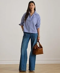 Lauren Ralph Lauren Womens Striped Crop Shirt