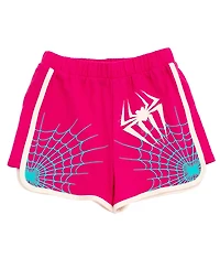 Marvel Girls Spider-Man Spider-Gwen Ghost Spider Hooded Cosplay Tank Top and French Terry Shorts Outfit Set