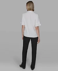 Karl Lagerfeld Paris Women's Short-Sleeve Ruffle Top