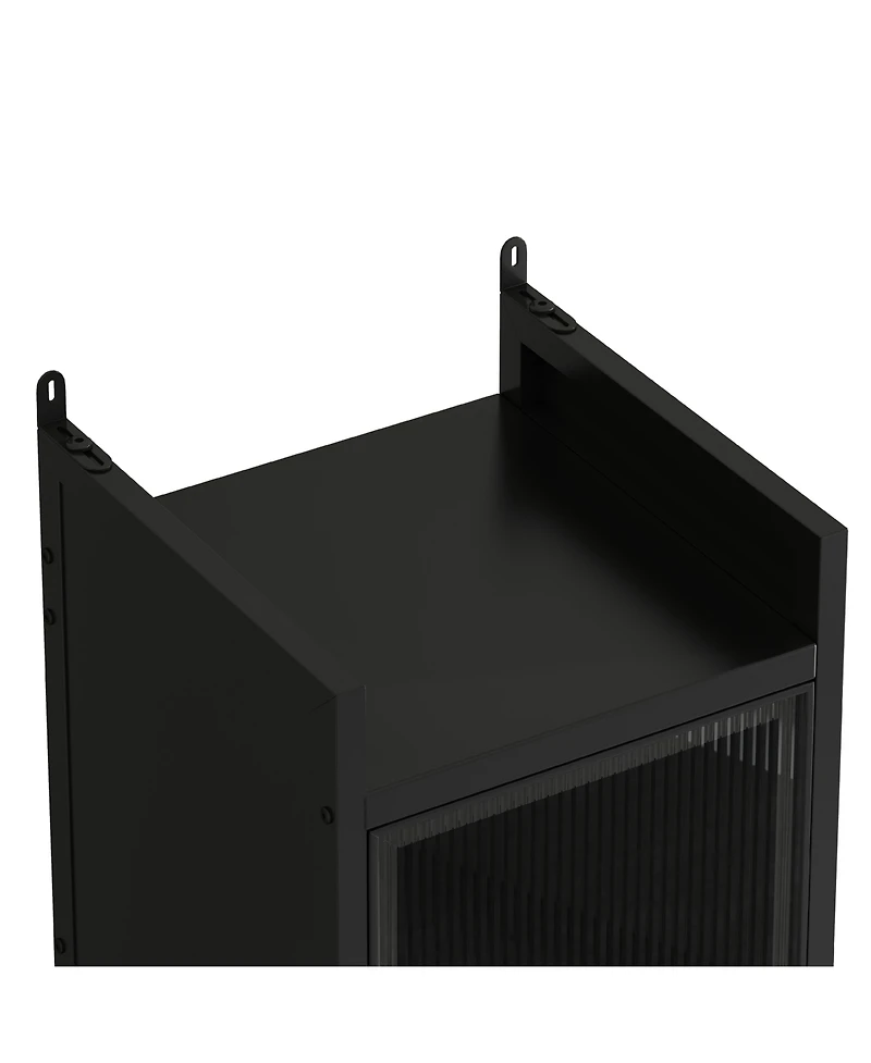 Casainc Modern Four-Tier Glass Door Cabinet with Five-Tier Storage for Living Room, Dining, Entryway, or Bathroom