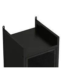 Casainc Modern Four-Tier Glass Door Cabinet with Five-Tier Storage for Living Room, Dining, Entryway, or Bathroom