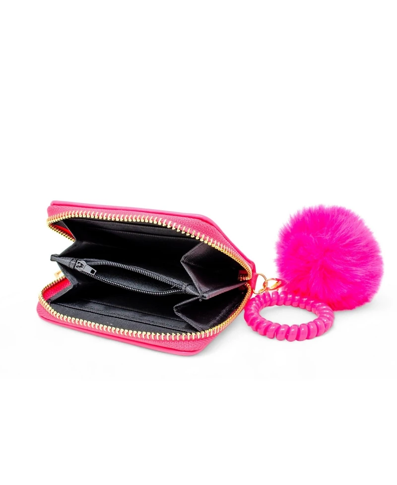 Zomi Gems Girls 3D Bow Pom Pom Zip Wallet, Hot Pink – Small, Cute, Stylish Wallet