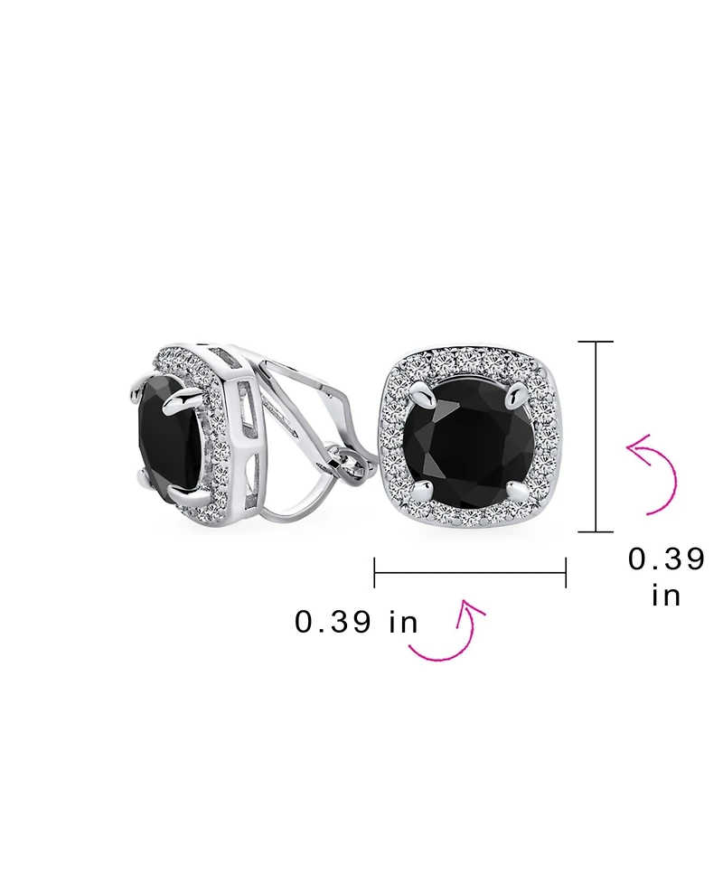 Bling Jewelry Set of 2 2CT Round Cz Solitaire Halo Clip-On Earrings Silver Plated Non-Pierced
