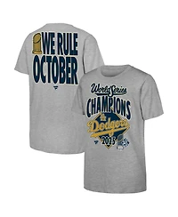 Fanatics Big Boys and Girls Heather Gray Los Angeles Dodgers 2025 World Series Champions Locker Room Authentic T-Shirt