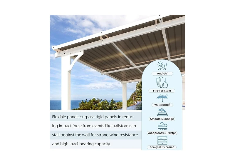 Aecojoy 20'x10' Wall Mounted Gazebos Pergola