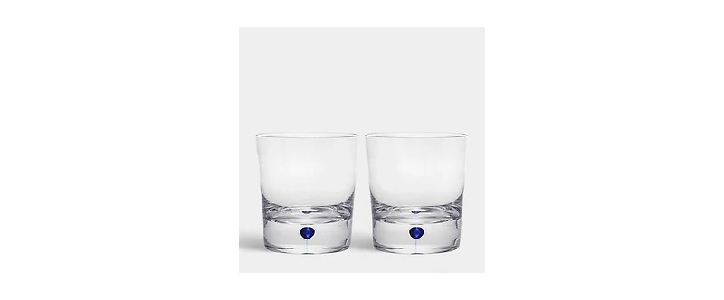Orrefors Set of 2 Intermezzo Blue Double Old Fashioned Glasses
