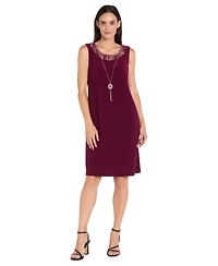 R & M Richards Women's 2-Piece Paisley Printed Jacket with Necklace and Dress