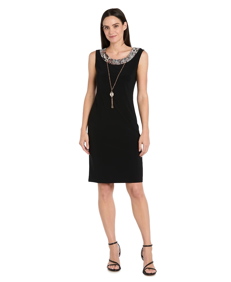 R & M Richards Women's 2-Piece 3/4-Sleeve Jacket with Necklace and Dress