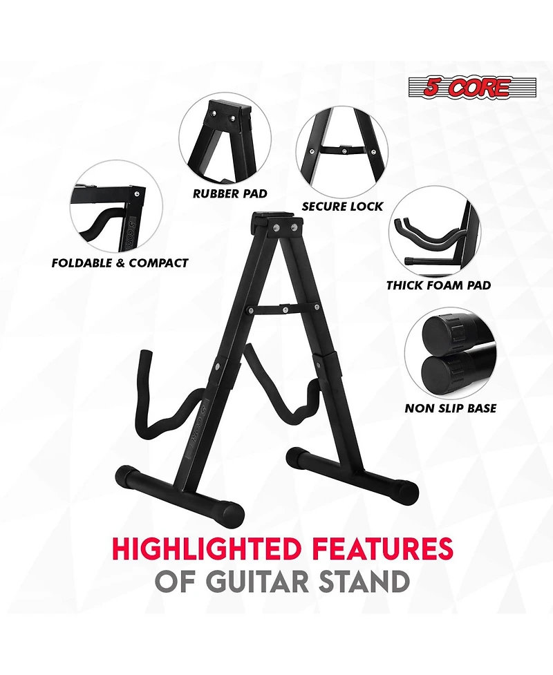 5 Core 2 Pcs Guitar Stands Floor Universal A Frame Folding Instruments Holder for Acoustic Electric Bass Gss 2PCS