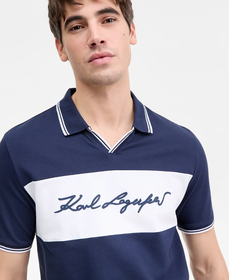 Karl Lagerfeld Paris Men's Johnny Collar Logo Polo Shirt