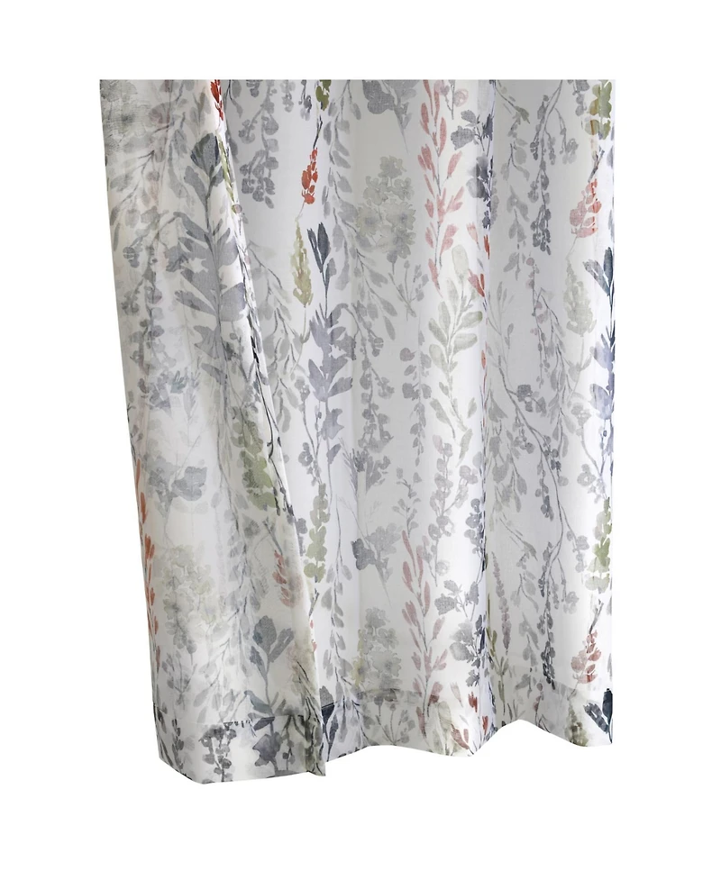 Habitat 100% Polyester Audrey Sheer Grommet Floral Faux Linen Curtain Panel