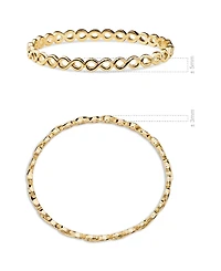 Devata Infinity Bangle Bracelet in Gold Plated Sterling Silver, Size Medium