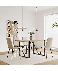 Maison Boucle 5-Piece Modern Dining Table Set, 55" Mid-Century Kitchen with Upholstered Chairs, Wood & Metal Room Set for 4