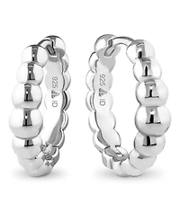 Devata Beaded Ball Hoop Earrings in Rhodium Plated Sterling Silver