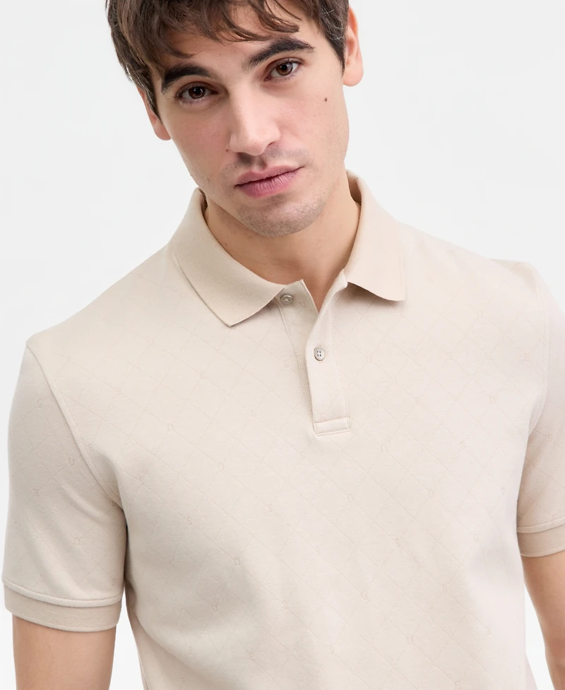 Guess Men's All-Over Jacquard Knit Polo Shirt