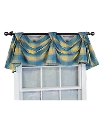 Rlf Home Duncaster 2-Scoop Celebration 100% Cotton with Fully Lined 3" Rod Pocket Valnance for Windows 45" x 18" Porcelain