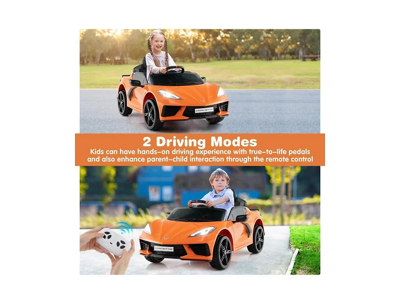 Boyel Living 12V Electric Kids Ride On Car Licensed Chevrolet Corvette C8 with Remote Control Ages 3+ Years Old