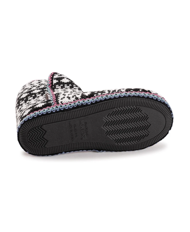 Muk Luks Women's 2 Pack Fleece Lined Knee High Socks, Blk/Dkgr, S/M