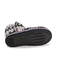 Muk Luks Women's 2 Pack Fleece Lined Knee High Socks, Blk/Dkgr, S/M