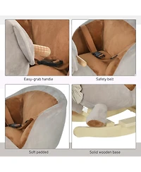 Qaba Baby Rocking Horse, Plush Animal Rocker w/ Realistic Sound, Pedals