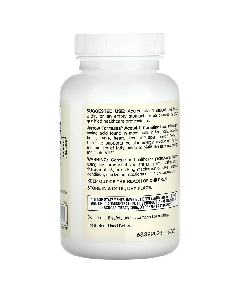 Jarrow Formulas Nutrition Acetyl L-Carnitine 500 mg