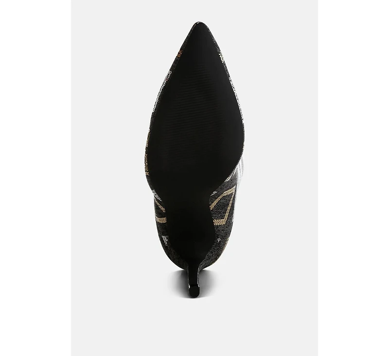 Sharmin Checkered Sequin Knee High Boots