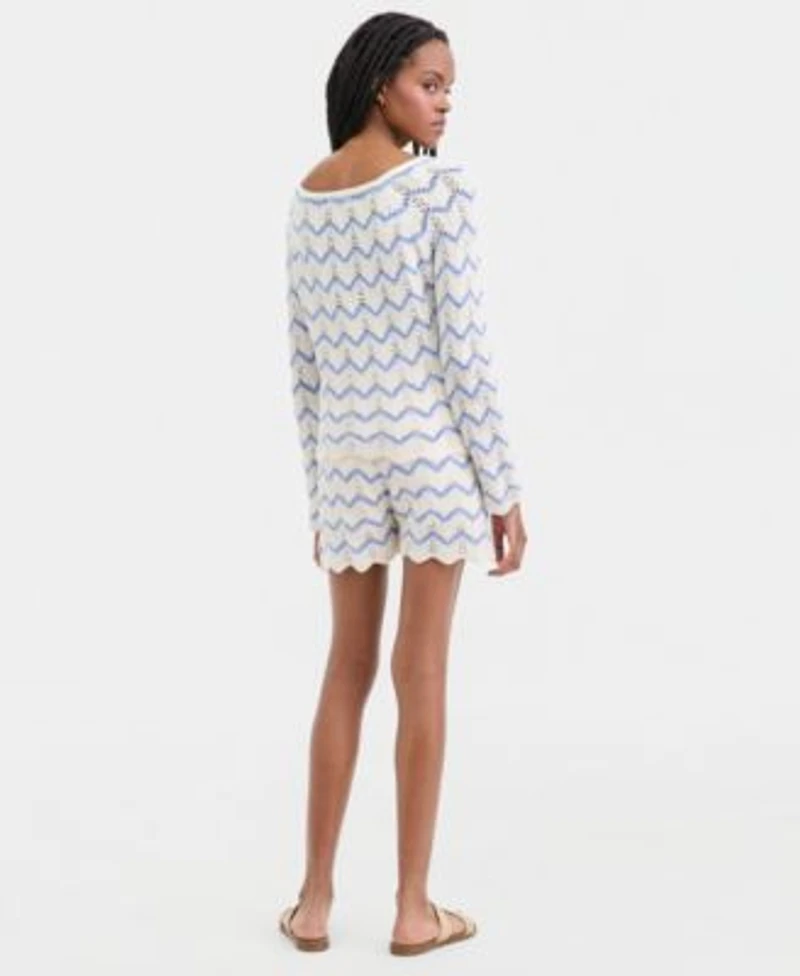 Hooked Up By Iot Juniors Chevron Sweater Tie Front Shorts