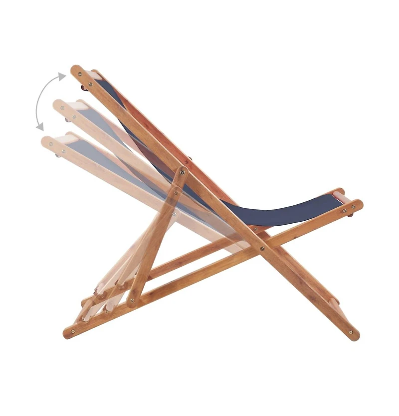 vidaXL Folding Beach Chair Fabric and Wooden Frame Blue