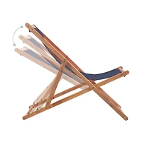 vidaXL Folding Beach Chair Fabric and Wooden Frame Blue
