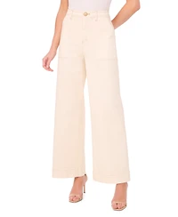 CeCe Women's Wide Leg Patch Pocket Jeans
