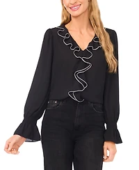 CeCe Women's Ruffle V-Neck Top