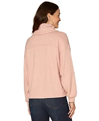 Democracy Petite Cowl Neck Ties Mix Media Knit Top