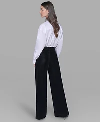 Karl Lagerfeld Paris Women's Velvet Wide Leg Straight Pants