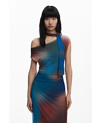 Desigual Women's Draped with Irregular Neckline Dress