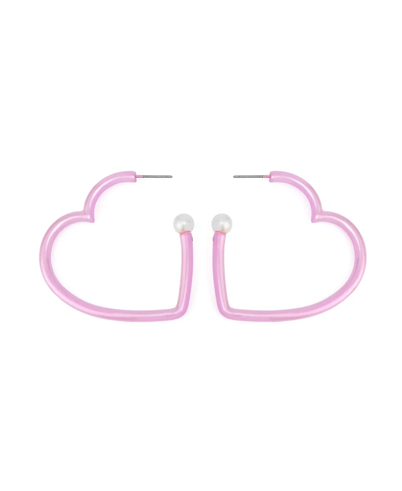 Betsey Johnson Faux Stone Love Spell Heart Hoop Earrings