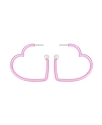 Betsey Johnson Faux Stone Love Spell Heart Hoop Earrings