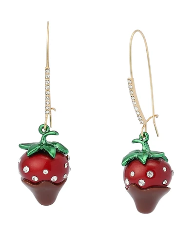 Betsey Johnson Faux Stone Love Spell Chocolate Strawberry Dangle Earrings