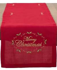 Saro Lifestyle Merry Christmas Embroidered Design Table Runner