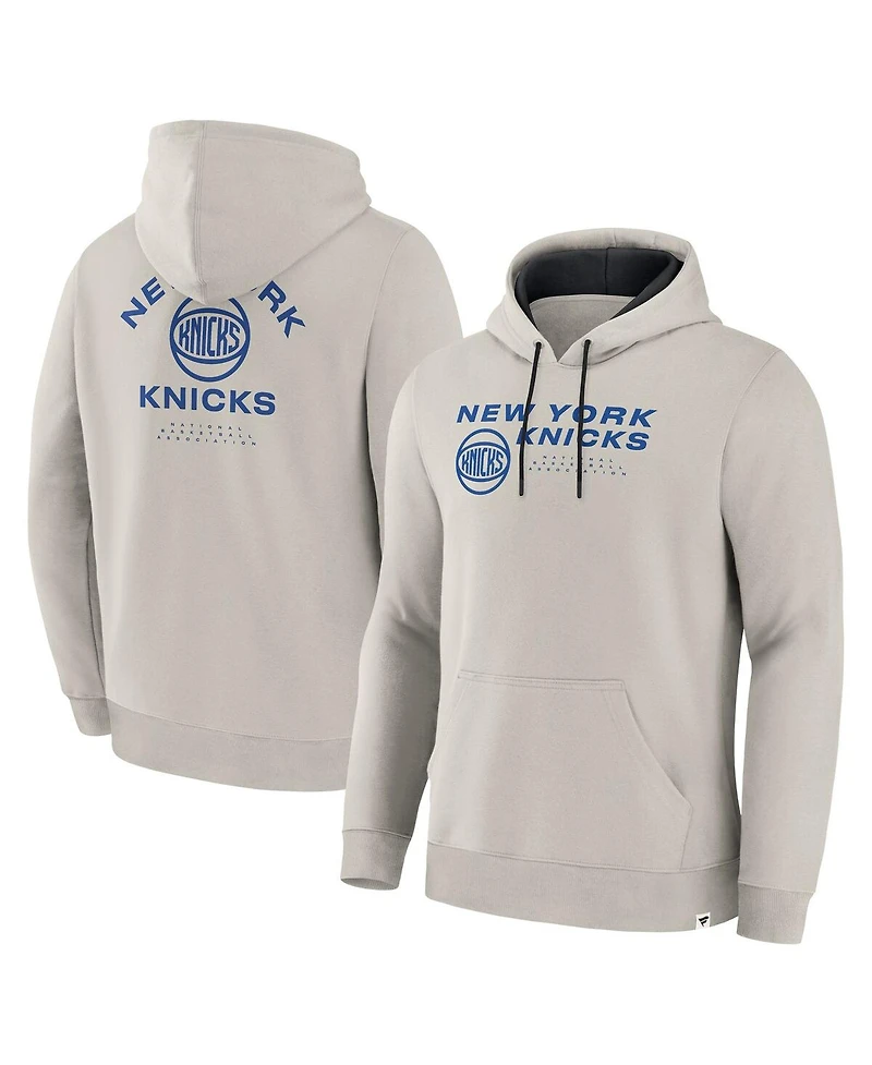 Fanatics Men's Cream New York Knicks Crossover Collection Blocked Shot Premium Pullover Hoodie