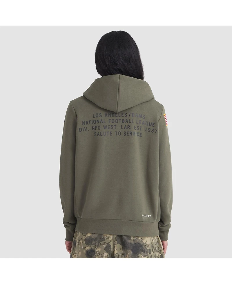 Nike Women's Olive Los Angeles Rams 2025 Salute to Service Sideline Standard Issue Dri-fit Hoodie