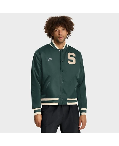 Nike Men's Green Michigan State Spartans Legacy Full-Snap Bomber Jacket