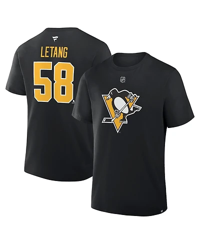 Fanatics Men's Kris Letang Black Pittsburgh Penguins Authentic Stack Name & Number T-Shirt