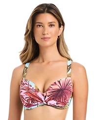 Bleu by Rod Beattie Women's Lotus Printed Over-The-Shoulder Swim Bra